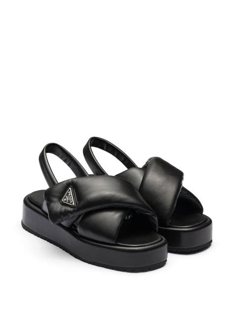 prada logo leather sandal|farfetch prada soft padded sandals.